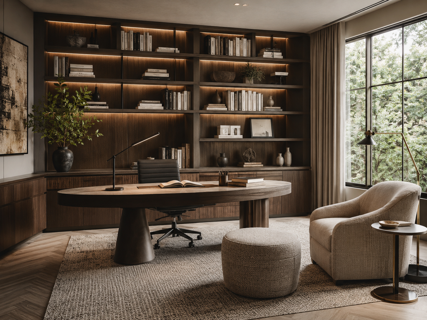 Study with oval desk